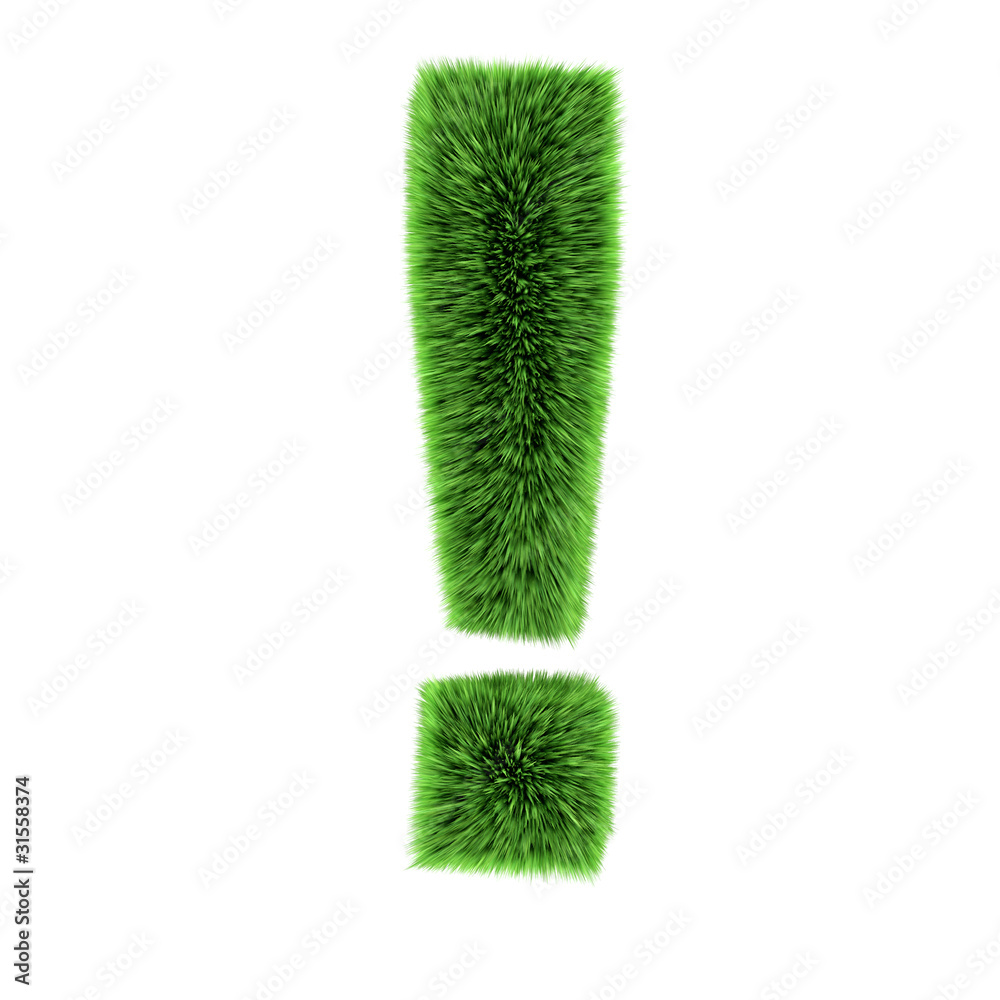 3d Grass exclamation symbol