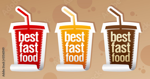 Best fast food stickers in form of take away cup.