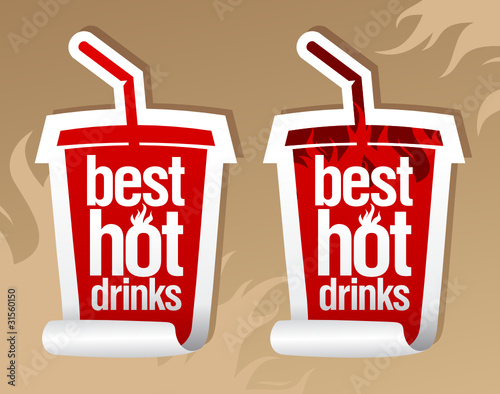 Best hot drinks stickers in form of take away cup.