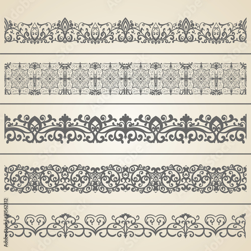 Seamless borders set 3. | Vector illustration.