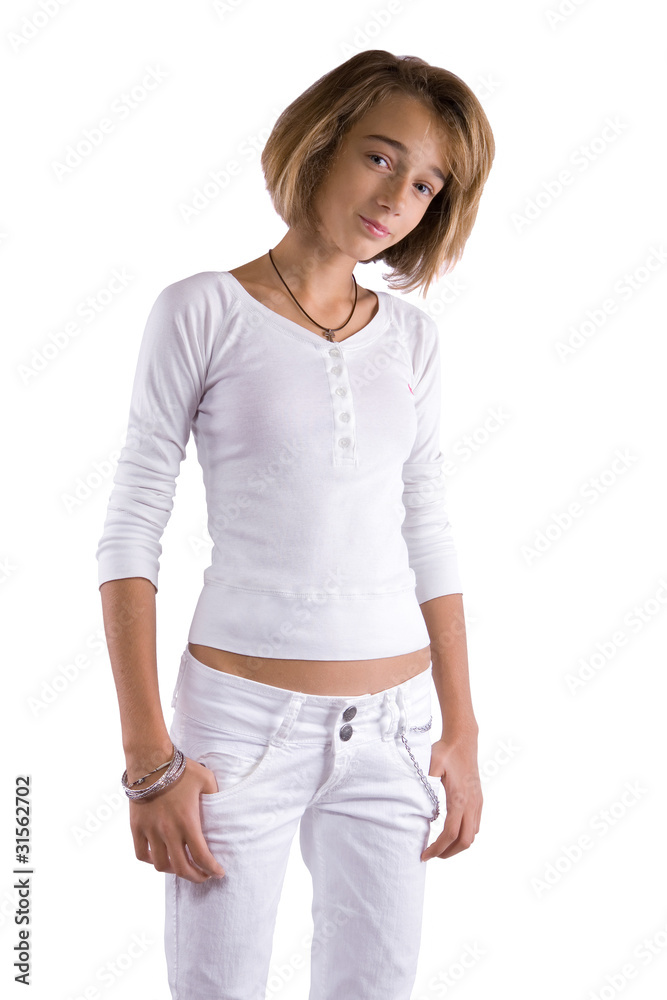 Obraz premium Teenage girl in white