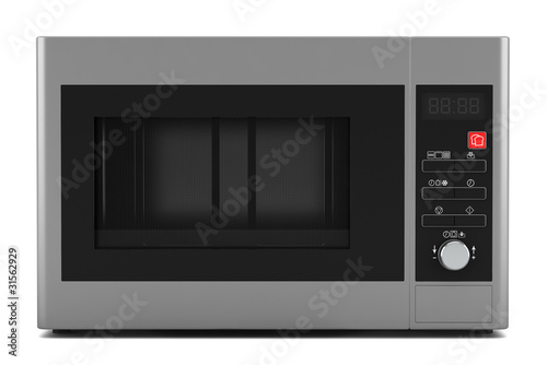 grey microwave oven isolated on white background