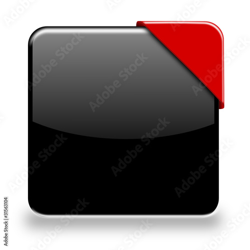 Button mit Banner an Ecke schwarz rot