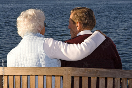 Elderly couple at the sunset of their life