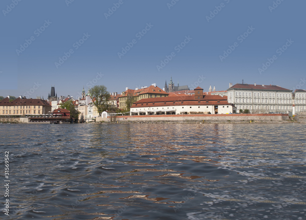 Prague Castle from the River Vltava in Czech Republic