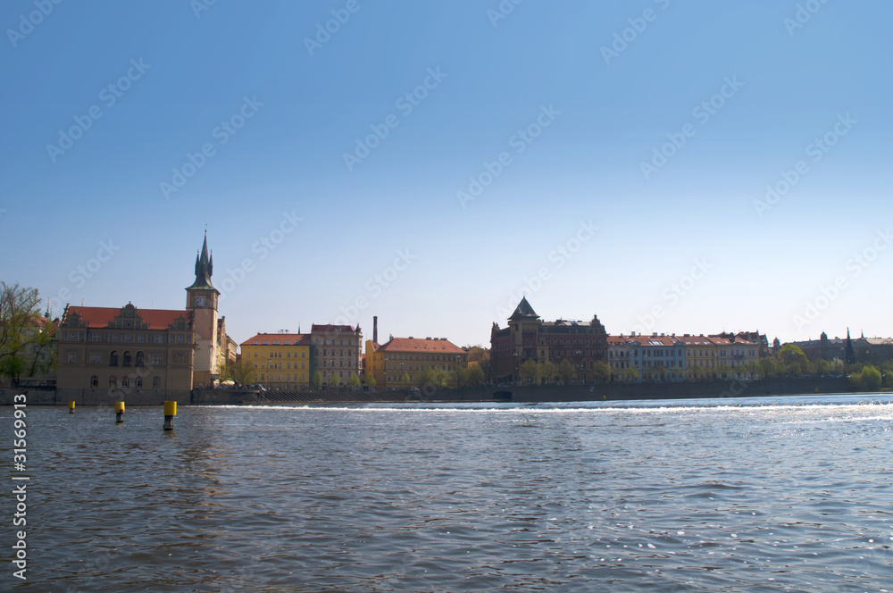 River Vlatva In Prague inthe Czech Republic, Europe