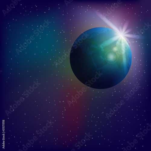 Abstract space background with globe