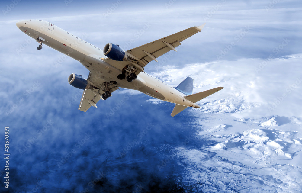 Obraz premium Airplane above sky