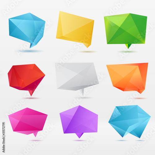 Abstract origami speech bubble vector background