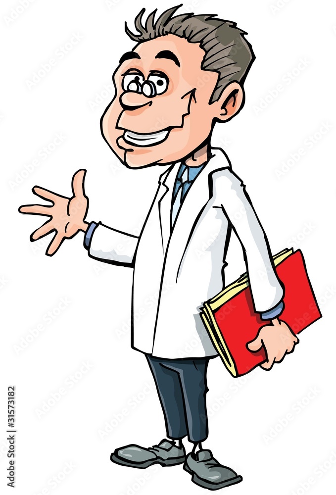 Cartoon doctor in white coat