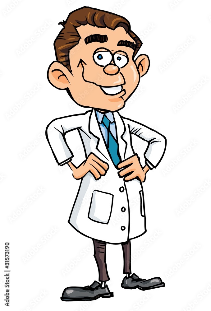 Cartoon doctor in white coat