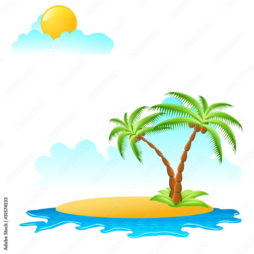 Insel mit zwei Palmen