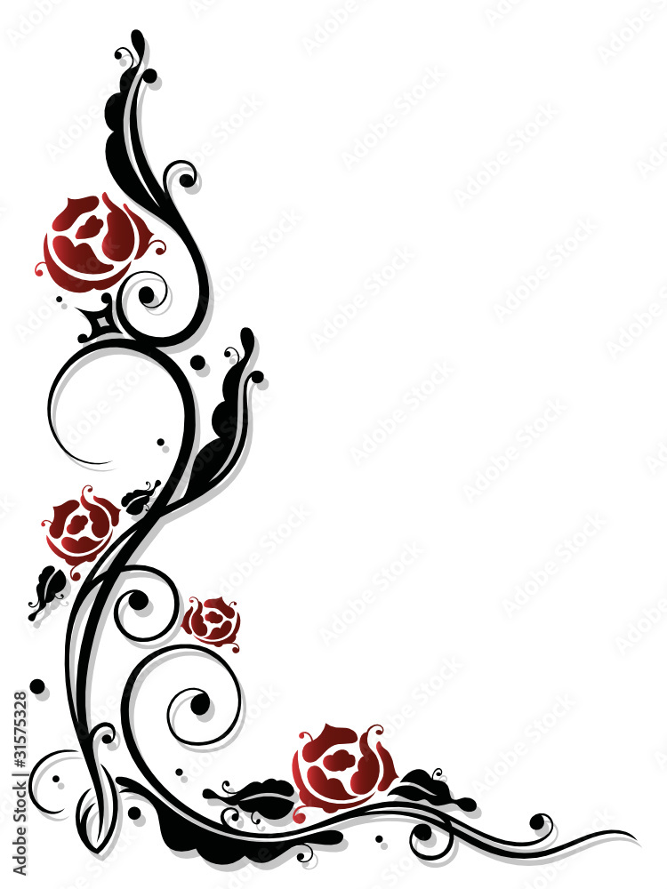 Rose, Rosen, Ranke, Blumen, Blüten, Blätter Stock-Vektorgrafik | Adobe