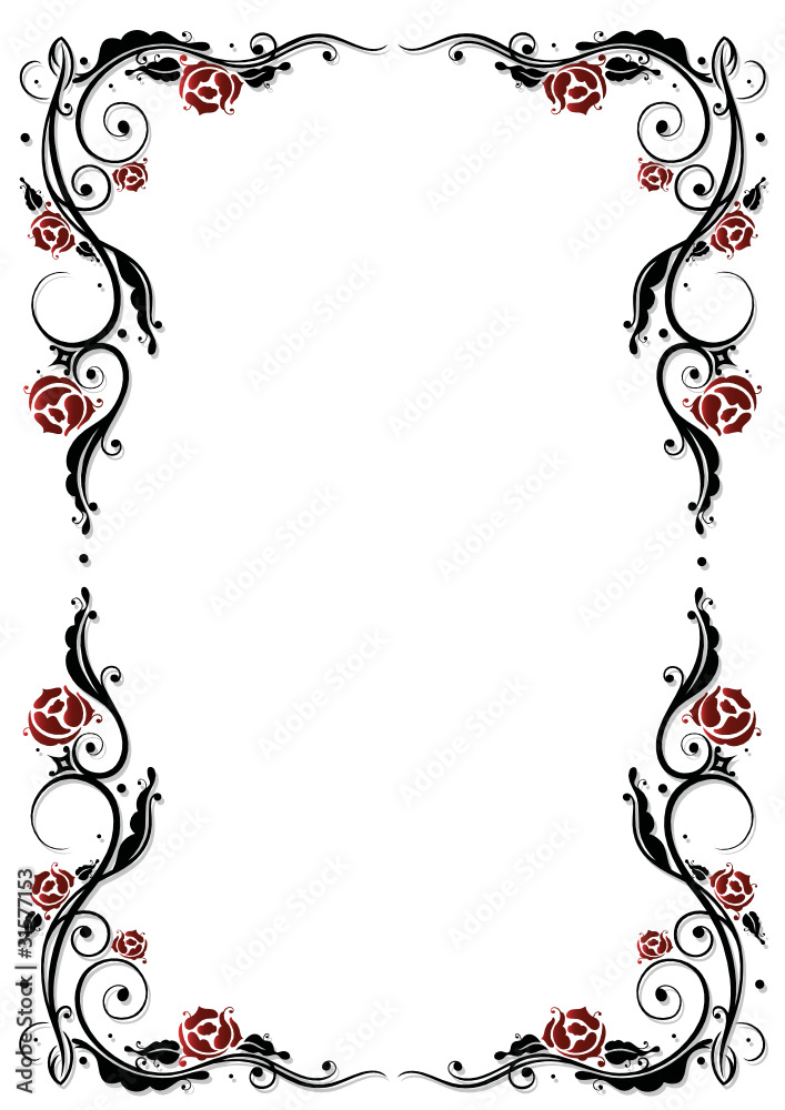 Rose, Rosen, Rahmen, Ranke, Blumen, Blüten, Blätter Stock-Vektorgrafik |  Adobe Stock