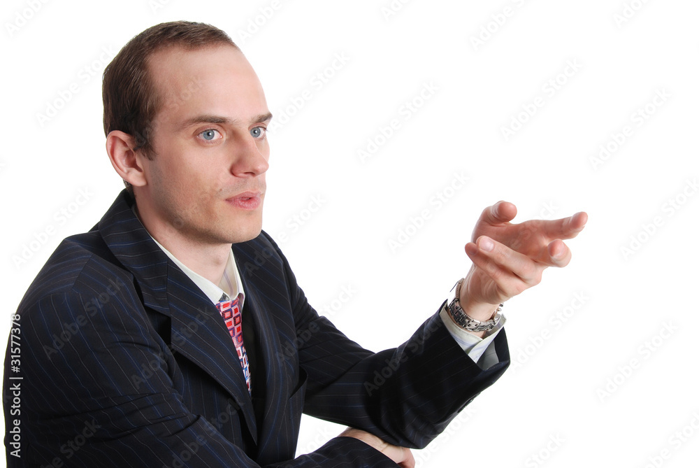 Portrait of pensive executive man isolated on white background Portrait of pensive executive man isolated on white background