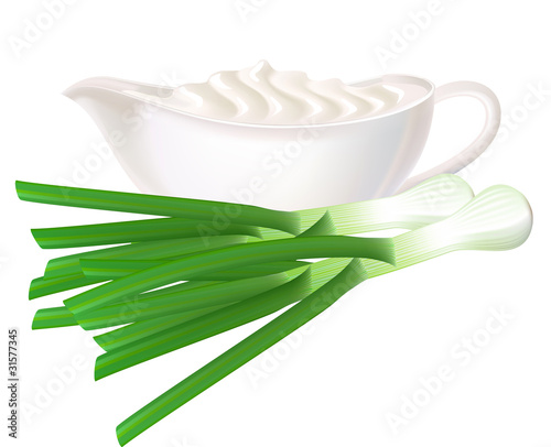 Sour cream and green onions.