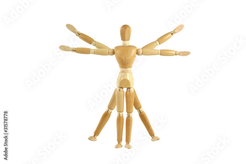 Wooden manikin Vitruvian Man