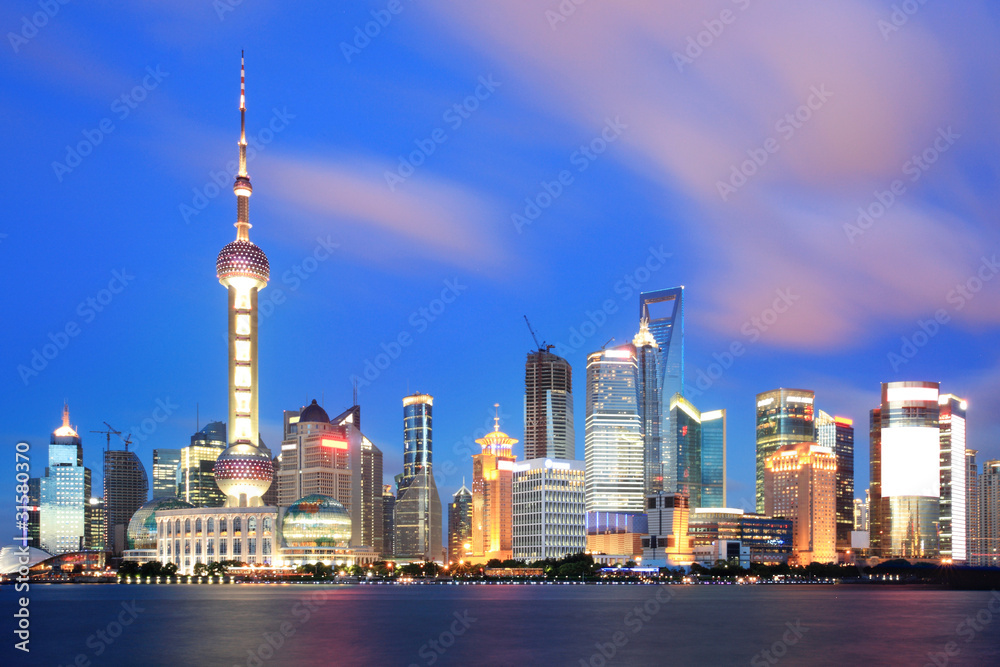 Naklejka premium beautiful of shanghai night scene