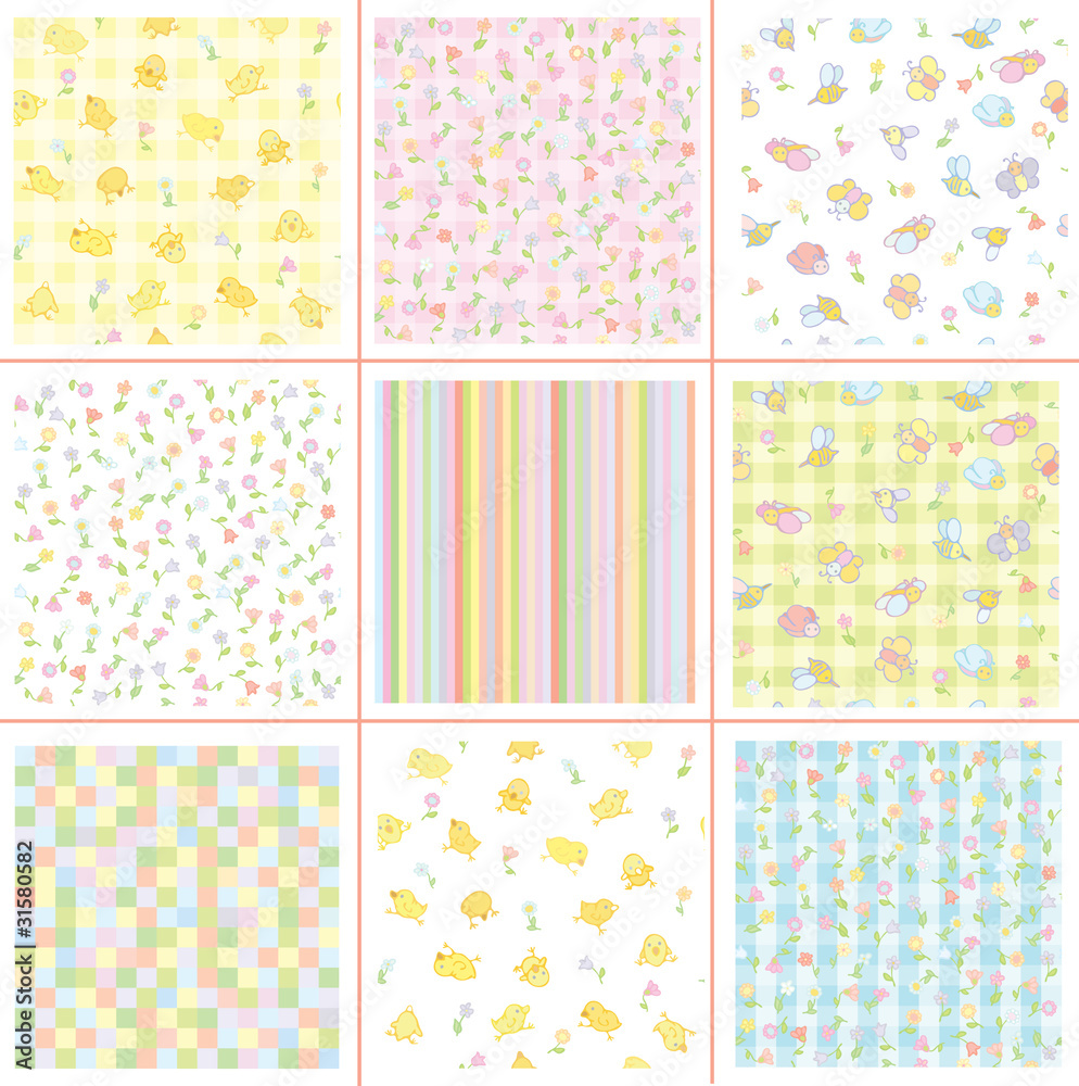 Cute patterns for your design, flora and birds.