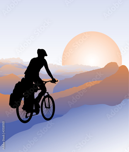 Silhouette of cyclist  Active outdoor lifestyle concept