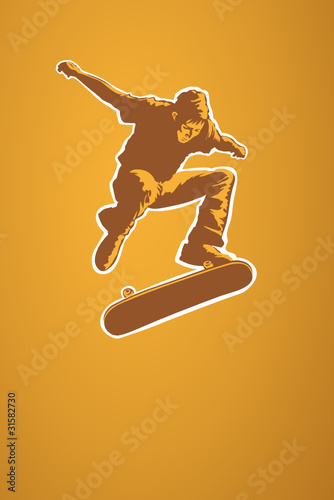 Skateboarder in Aktion, Vektorillustration