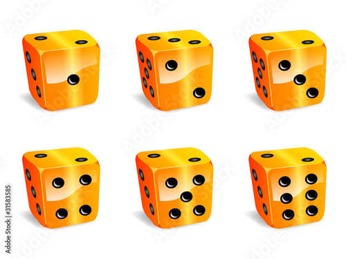 yellow vector dices set