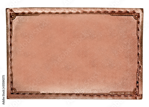 Brown leather label isolated