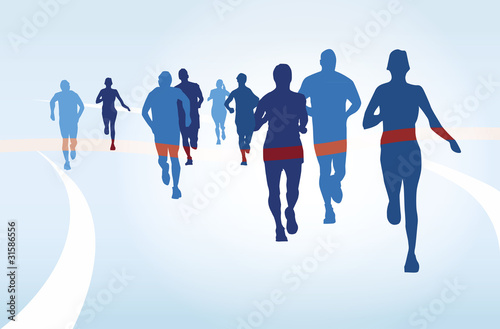 marathon runners, illustration of a running athletes