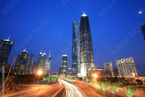 modern building at night in shanghai