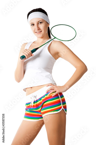 woman with badminton racket © Vasiliy Koval