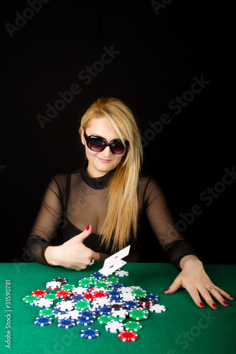 Sexy Blond Playing Poker