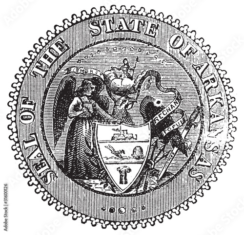 Seal of Arkansas prior to 1907 old engraving.