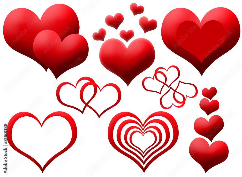 Clipart of red isolated hearts