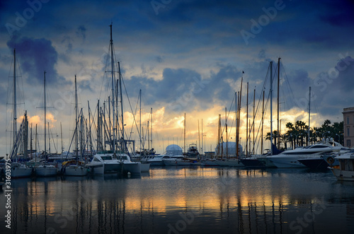 The sun set over the marina in Cannes