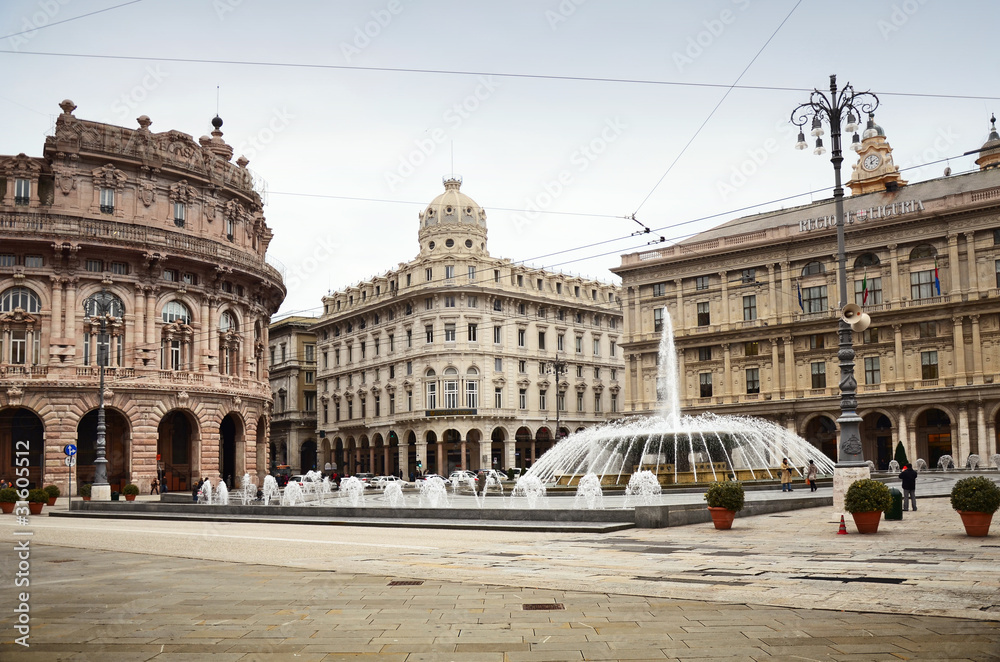 Fototapeta premium De Ferrari square in Genova, Italy