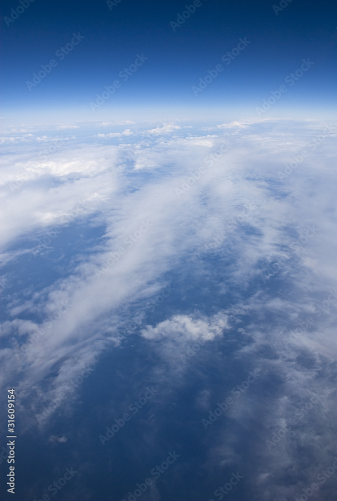 High altitude view of clouds.