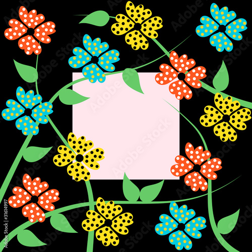 Background from florets ornamented by polka-dot