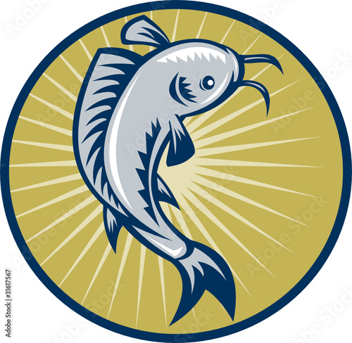 catfish woodcut style