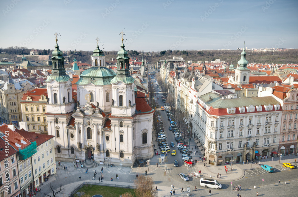St. Nicholas Church and Old Town Town Square view, Prague