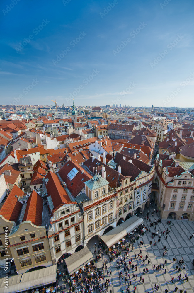 Red roofs of Old City central square, Prague, Czech Republic