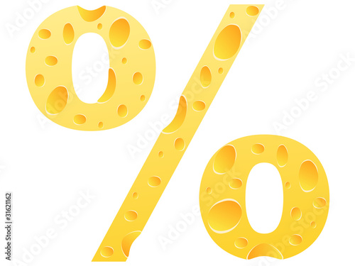 percent icon made of cheese