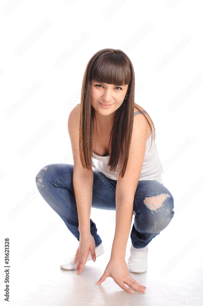 Pretty young woman isolated on white background Pretty young woman isolated on white background