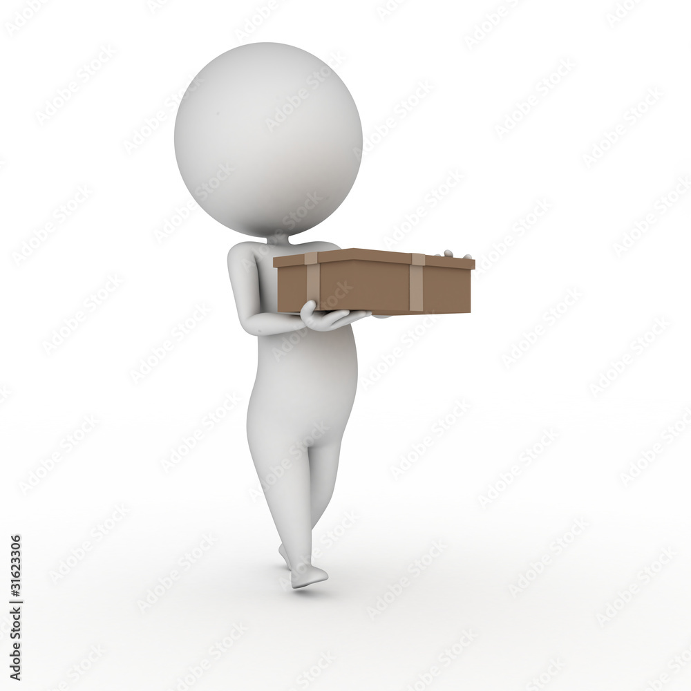 3d rendered illustration of a little guy with a package 3d rendered illustration of a little guy with a package