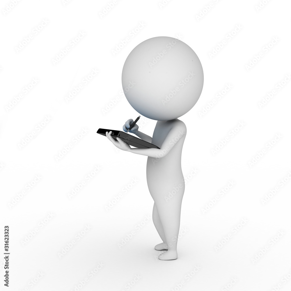 3d rendered illustration of a little guy with a tablet pc 3d rendered illustration of a little guy with a tablet pc
