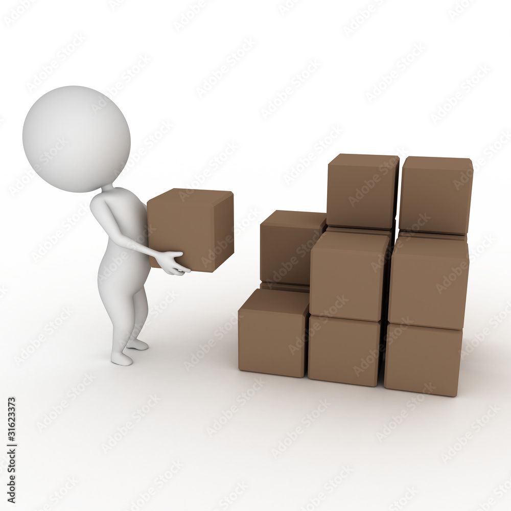 3d rendered illustration of a little guy with a package 3d rendered illustration of a little guy with a package