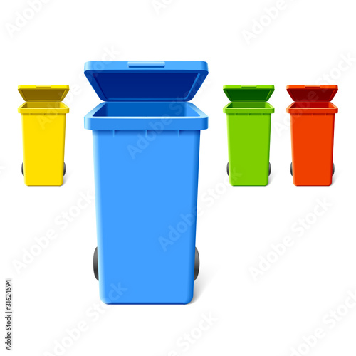 Colorful recycling bins