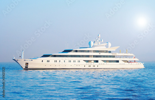 A large white motor yacht