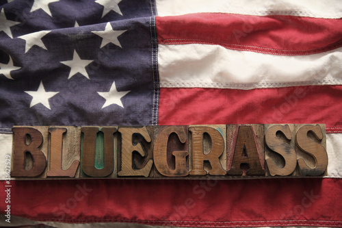 USA flag with bluegrass word