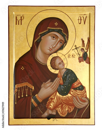 Fotografia old icon of the Mother of God