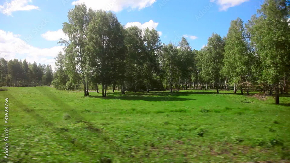 Siberian landscape through the window of an express train. Siberian landscape through the window of an express train.